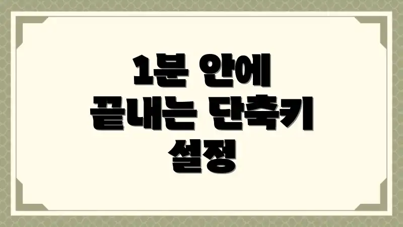 1분 안에 끝내는 단축키 설정